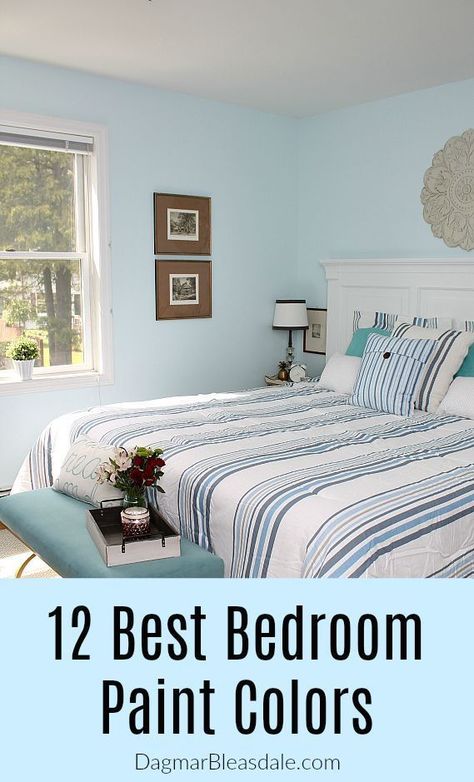 Are looking for ideas for the most beautiful bedroom paint color? I've put together 12 stunning, best bedroom colors. Light blue and light gray tones are always popular, but there are many other pretty options. #bedroom #color #ideas #farmhouse #cottage #greige #copper Bedroom Paint Color, Best Bedroom Paint Colors, Idea Bedroom, Best Bedroom Colors, Best Bedroom, Bedroom Wall Colors, Shabby Chic Interiors, Best Paint Colors, Pretty Bedroom