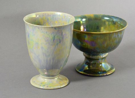 Ruskin Pottery lustre; goblets | The whiter glaze vessel is … | Flickr Pottery Wine Cups, Glaze Ceramics, Pottery Cups, Ceramics Pottery Art, Thrown Pottery, Ceramics Ideas Pottery, Wine Goblets, Metal Table Lamps, Clay Ceramics