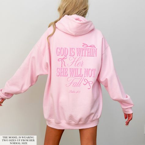 Pink Christian, Fall Coquette, Jesus Clothes, Christian Merch, Jesus Sweatshirts, Christian Hoodies, Preppy Stuff, Christian Sweatshirt, Christian Bible Verses