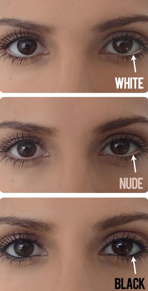 Make your eyes appear larger with a nude eyeliner on your water line! -- 32 Makeup Tips That Nobody Told You About Tutorial Eyeliner, Eyeliner Hacks, Makeup Tip, White Eyeliner, Simple Eye Makeup, The Beauty Department, Makeup Tricks, Under Eye Bags, Makeup Tips For Beginners