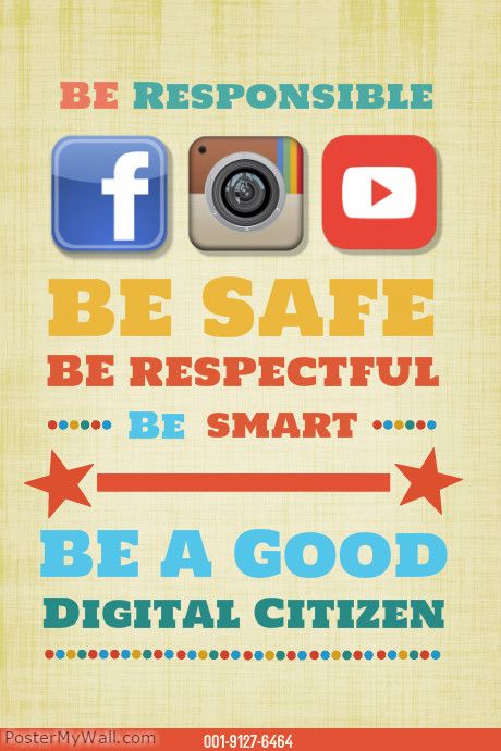 RUP - Responsible Use Policy Poster Slogan About Social Media, Responsible Use Of Social Media Poster, Filipino Costume, Kids Bulletin Boards, Social Media Etiquette, Digital Citizen, Technology Posters, Media Poster, Display Boards