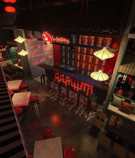 Chinese Bar Design, Bar Sims 4, Ikea Xmas, Modern Izakaya, Chinese Restaurant Design, Asian Bar, Bar Live Music, Chinese Bar, Chinese Cafe