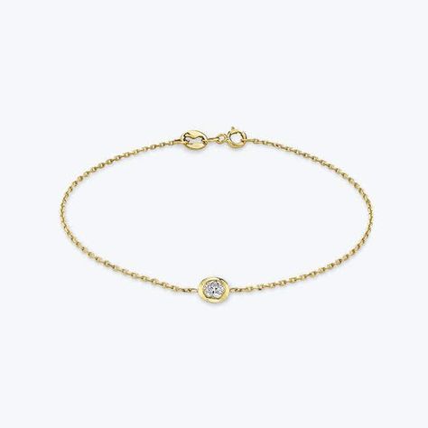 Round Diamond Bezel Bracelet Rings Everyday, Diamond Bezel Bracelet, Trillion Diamonds, Bezel Bracelet, Graduation Jewelry, Solid Gold Bracelet, Bezel Necklace, Tiny Diamond, Yellow Gold Setting