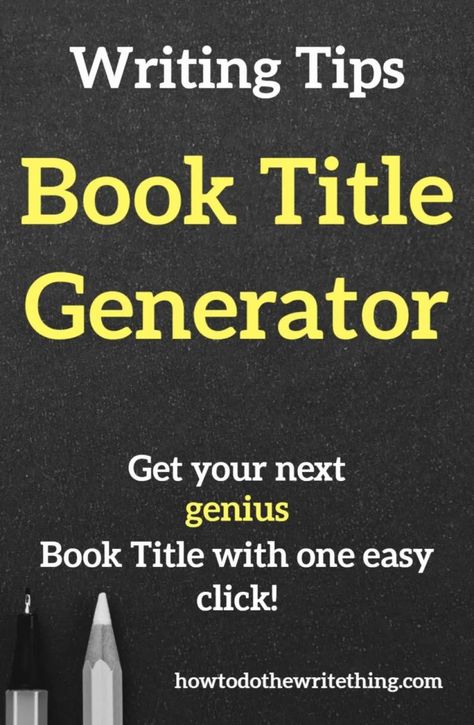 Book Title Generator. Use this free tool we found to help you come up with your next amazing book title!  Looking for help with writing? Looking for writing tips? Looking for writing inspiration? Looking for more creative writing tips? Looking for writing advice? Looking for writing prompts? Looking for help with writing characters?   Look no further than How To Do The Write Thing .Com  Find Inspiration for storytelling.  #writing #writingtips #writinginspiration #writingprompts #writingadvice How To Choose A Title For Your Book, Story Title Generator, Book Title Generator, Book Title Ideas, Writing An Ebook, Said Is Dead, Writing Kids Books, Writing Titles, Sell Ebooks