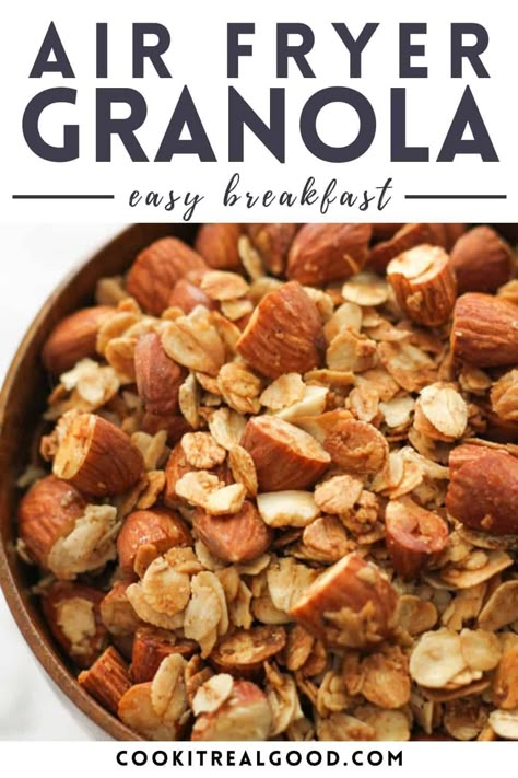 Air Fryer Granola is so quick and easy to throw together. You can enjoy fresh granola without any additives or excess sugar with the help of your air fryer in less than 15 minutes. Fresh Granola, Air Fryer Granola, Air Fryer Breakfast Recipes, Air Fryer Breakfast, Gluten Free Easy, Healthy Air Fryer, Cooks Air Fryer, Best Air Fryer, Air Fryer Oven Recipes