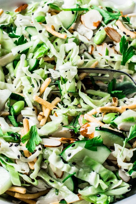 Cabbage And Cucumber Salad, Keto Shrimp Salad, Salad Recipes Gluten Free, Asian Coleslaw, Keto Shrimp, Coleslaw Salad, Small Cabbage, Gluten Free Salads, Asian Slaw