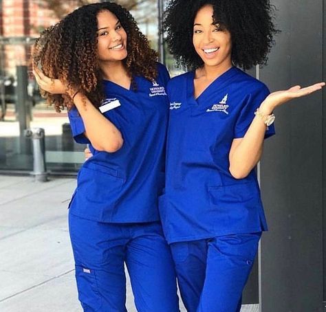 Nurse Bae, Black Nurses, Nurse Outfit Scrubs, Nursing Goals, Scrub Style, Nurse Inspiration, Blue Scrubs, Future Nurse, Scrubs Nursing