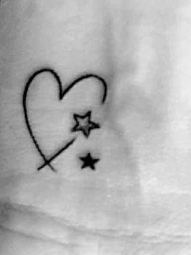 Heart Star Tattoos For Women, Star And Heart Tattoos, Star And Heart Tattoo Designs, Heart And Stars Tattoo, Mother Daughter Star Tattoos, Heart With Stars Tattoo, Stars And Hearts Tattoos, Small Star Tattoos For Women, Hearts And Stars Tattoo