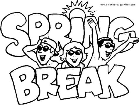 spring break color page Spring Break For Kids, Spring Printables, Spring Coloring Pages, Summer Coloring Pages, Art Library, Printable Coloring Sheets, Holiday Books, Coloring Pages To Print, Free Printable Coloring