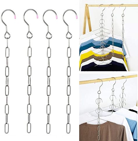 Space Saving Clothes Rack, Hanger Design Ideas Hanging Clothes, Indoor Closet Ideas, Diy Space Saving Hangers, Hangers Clothes Closet Organization, Space Saving Wardrobe Ideas, 40 Hanger Closet, Diy Hangers, Space Saving Closet