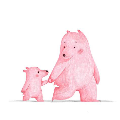 bear mum and daughter on Behance Mum And Daughter, Mom Bear, Cartoon Mom, Bear Illustration, Mom And Daughter, Book Making, Cartoon Drawings, Aesthetic Art, Animal Drawings