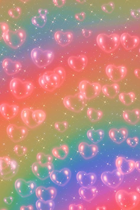 Rainbow Heart Aesthetic, Rainbow Heart Wallpaper, Rainbow Hearts Wallpaper, Pastel Rainbow Aesthetic, Animal Print Background, Butterflies Art, Colorful Hearts, Sky Photography Nature, Print Background