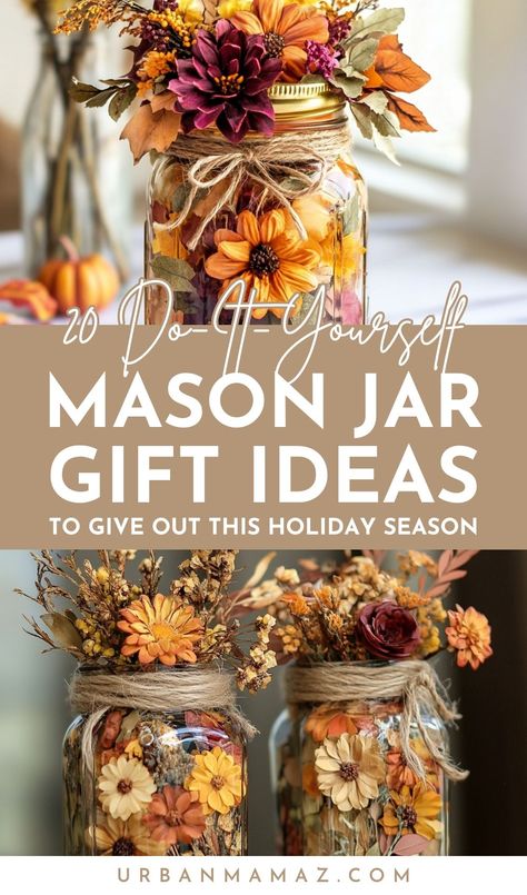 Looking for DIY mason jar gift ideas to give out this holiday season? Check out this list of 20 mason jar gift ideas you have to try this holiday! Mason Jar Gift Ideas, Jar Gift Ideas, Friendsgiving Ideas, Mason Jar Gifts Diy, Mason Jar Gift, Diy Mason Jar, Mason Jar Gifts, Jar Gifts, Mason Jar Diy