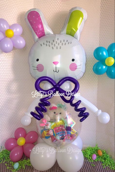 Easter Balloon Arrangement, Bobo Balloon Easter Basket, Easter Ballons Decor, Easter Stuffed Balloons, Easter Balloon Basket, Easter Balloons Ideas, Easter Balloon Bouquet, Stuffed Balloons Ideas, Easter Balloon Ideas