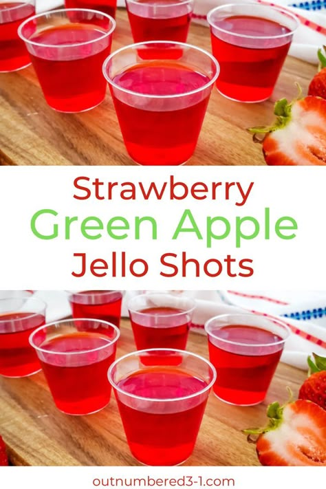 Green Apple Jello Shots, Apple Jello Shots, Alcohol Desserts, Strawberry Jello Shots, Spiked Drinks, Watermelon Jello Shots, Easy Jello Shots, Green Apple Vodka, Best Jello Shots