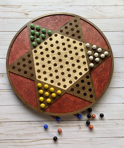 Chinese Checker Board, DIY, Glowforge Checkers Aesthetic, Intj Aesthetic, Chinese Checkers Board, Chinese Checkers, Checker Board, Game Time, Intj, Diy Woodworking, Board Games