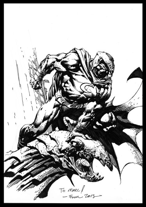 Moon Knight on gargoyle by David Finch Comic Art David Finch, The Bat Man, Batman Poster, Batman Wonder Woman, Batman Artwork, Cross Hatching, Batman Comic Art, Im Batman, Marvel Comics Art