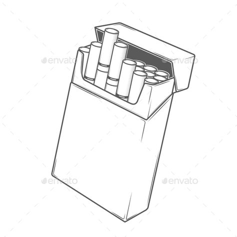 Cigeratte Box Drawing, Ciggerette Sketch, Cigeratte Tattoo Design, Ciggaretes Drawings, How To Draw Ciggarates, How To Draw A Lighter Step By Step, Pack Of Ciggerate, Ciggerette Drawings, Cigerattes Aesthetic Drawings