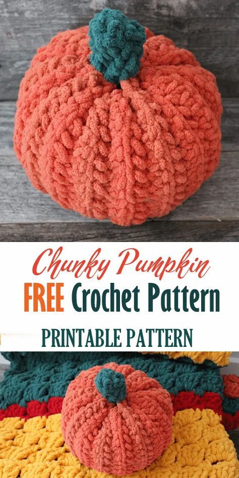 chunky crochet pumpkin pattern - amorecraftylife.com -bernat blanket yarn free printable crochet pattern chunky pattern #crochet #crochetpattern #freecrochetpattern Chunky Crochet Pumpkin, Crochet Pumpkin Patterns, Yarn Pumpkins, Crocheted Pumpkins, Pumpkin Patterns Free, Crochet Decorations, Pumpkin Patterns, Autumn Crochet, Fall Crochet Patterns