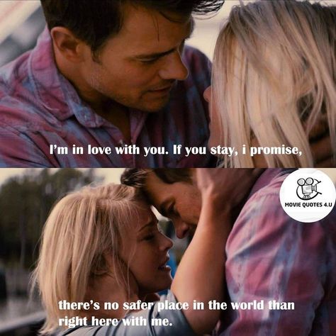 MovieQuotes4.u (@moviequotes4.u) posted on Instagram: “If you stay I promise, there’s no safer place in the world than right here with me ! Safe haven IMDb rating : 6.7/10 ⭐️⭐️⭐️⭐️⭐️⭐️ Edit by me 🖋 #quotes #moviequotes #lovequotes Safe Haven Aesthetic Movie, Safe Haven Aesthetic, Haven Aesthetic, Safe Haven Movie, Nicholas Sparks Movies Quotes, Nicholas Sparks Movies, Aesthetic Movie, Relationships Goals, Movies Quotes