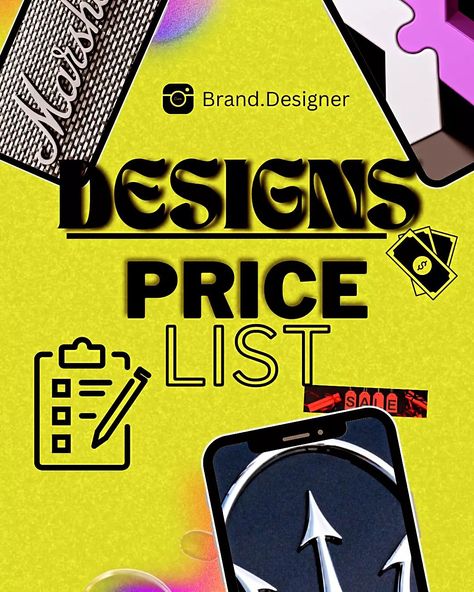 Designs prices list #influencers #reeler #business @officialmarshallprice Graphic Design Price List, Price List, Personal Portfolio, Content Creator, Portfolio, Branding Design, Graphic Design, Design