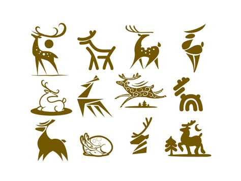 Deer by Andrey Kopyrin on Dribbble Reindeer Run, Heron Art, Deer Illustration, Logo Shapes, Deer Silhouette, Deer Design, Wood Carving Art, Animal Logo, Diy Art Painting