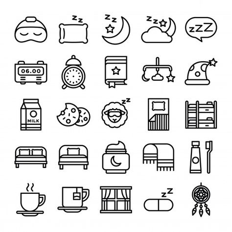 Sleeping icons pack. isolated sleeping symbols collection. graphic icons element Premium Vector Sleep Symbol, Graphic Symbols, Sleeping Icon, Bed Icon, Sleep Icon, Graphic Icons, Sleeping Drawing, Essential Oil Bag, Doodle Icon