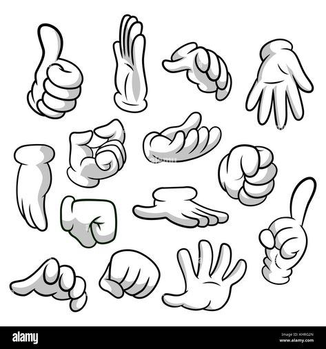 Hands With Gloves, Gloves Drawing, Parts Of Body, Cartoon Gloves, Cartoon Hands, Cartoon Body, Cartoon Style Drawing, Hand Gestures, Hand Drawing Reference