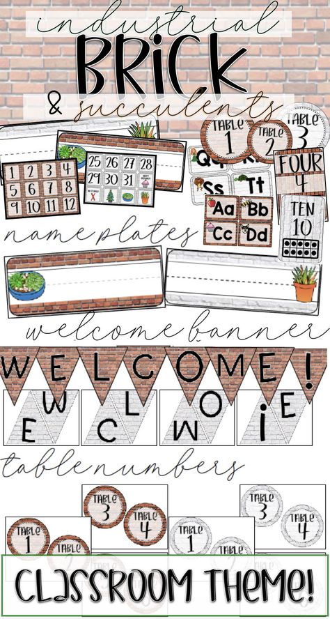 Brick Classroom Decor, Brick Classroom, Coffee Classroom, Industrial Brick, Choir Room, Class Themes, Organized Teacher, Bulletin Board Paper, Farmhouse Classroom