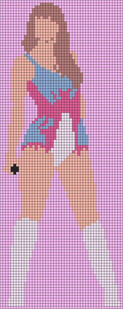 Alpha pattern #160199 | BraceletBook Eras Tour Tapestry Crochet, Eras Tour Pixel Art, Blanket Alpha Pattern, Taylor Swift Perler Bead Ideas, Sabrina Carpenter Pixel Art, Taylor Swift Perler Beads Pattern, Celebrity Pixel Art, Taylor Swift Fuse Beads, Taylor Swift Crochet Tapestry Pattern