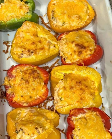 Low Carb Cheesy Chicken Stuffed Peppers Dietician Meals, Buffalo Dietitian, Meal Prep Low Carb, Taco Stuffed Peppers, Dried Peppers, Stuffed Pepper, Chicken Stuffed, Chicken Taco, Gluten Free Cheese