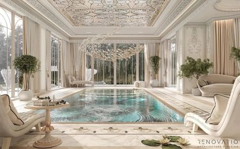 بيوت ملكية, Luxury Mansions Interior, Indoor Swimming Pool, Indoor Swimming, Mansion Interior, Dream House Rooms, Mansions Luxury, Luxury Homes Interior, Luxury Homes Dream Houses