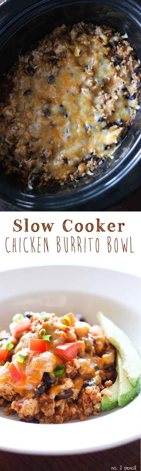 Slow Cooker Chicken Burrito Bowl Slow Cooker Chicken Burrito Bowl, Black Beans And Brown Rice, Beans And Brown Rice, Crockpot Chicken Dinners, Chicken Black Beans, Chicken Burrito Bowls, Burrito Bowls Recipe, Easy Crockpot Chicken, Chicken Burrito