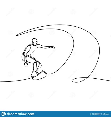 Summer One Line Drawing With Person Doing Surfing On Beach Stock Vector - Illustration of silhouette, single: 151383398 Surfboard Drawing, One Line Drawings, Surf Drawing, Beachy Tattoos, Baby Boy Quilt Patterns, Family Sketch, Surf Tattoo, Vinyl Art Paint, Boys Quilt Patterns