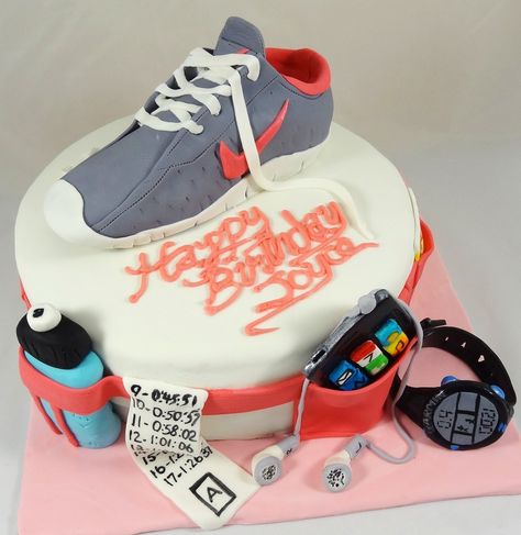 running cake Running Shoes Cake, Marathon Cake, Running Cake, Marathon Party, Shoe Cake, Sport Cakes, Cake Name, Birthday Wishes Cake, Best Birthday Wishes