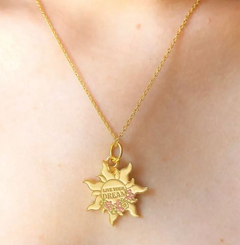 Tangled Sun, Tangled Jewelry, Lost Princess, Tangled Necklace, Disney Headbands, Princess Jewelry, Live Your Dream, Golden Necklace, Modern Disney