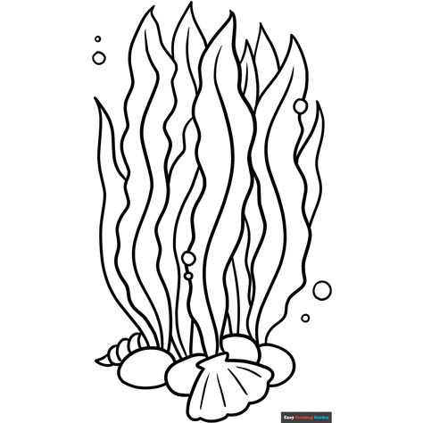 Free Seaweed Coloring Page for Kids Seaweed Coloring Pages, Kelp Drawing, Seaweed Drawing, Dad In Heaven Quotes, Coral Art Print, First Lego League, Easy Drawing Guides, Paper Art Design, Drawing Guides