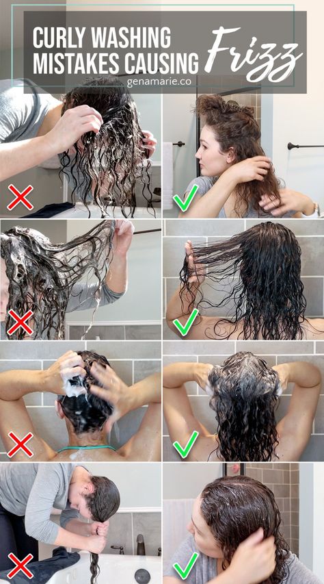 Curly Hair Bowl Method Steps, How To Wash Curly Hair, Washing Curly Hair, Curly Hair Wash, Wavy Hair Care, Curly Hair Care Routine, Curly Hair Problems, Hair Mistakes, Low Porosity Hair Products