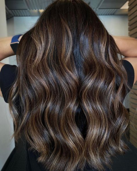 Coffee Balayage Dark Brown, Brown Girl Balayage, Bronde Balayage Brunettes Dark Brown, Reverse Balayage Brunette Dark Brown, Brunnet Hair Balayage, Dark Hair Balyage, Low Maintenance Balayage Brunettes, Brunnete Balayage Brunettes, Hazel Highlights