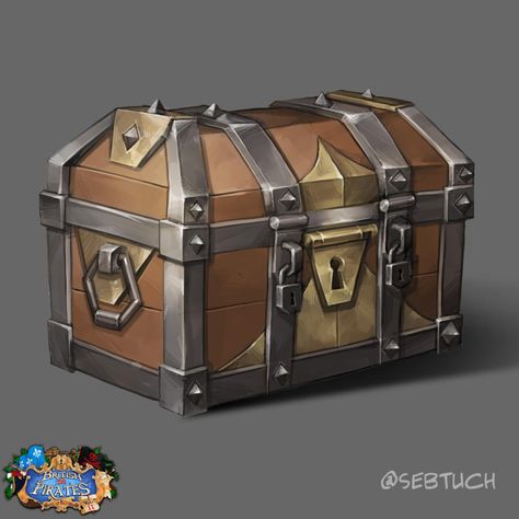 Treasure Chest #2 by sebtuch on DeviantArt Treasure Chest Illustration, Steampunk Chest, Pirates Chest, Pirate Chest, Golden Age Of Piracy, Game Card Design, Pirate Treasure Chest, Sea Of Thieves, Fantasy Items