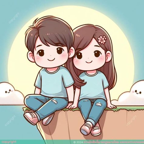 Sister Brother Dp, Cute Brother Sister Cartoon, Brother Sister Cartoon Art, Sweet Couple Cartoon, Couple Line Art, Sisters Drawing, Mini Character, Happy Anniversary Quotes, Cartoons Dp