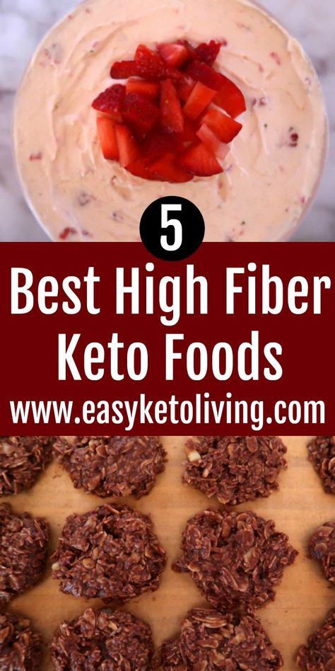 5 Best High Fiber Keto Foods – List of low carb high fiber friendly foods and video with meal ideas. Fiber Keto Foods, Keto High Fiber Recipes, High Fiber Keto Foods, High Fiber Low Carb Recipes, Hi Fiber Foods, Keto Fiber, Keto Foods List, High Fibre Desserts, Keto Facts