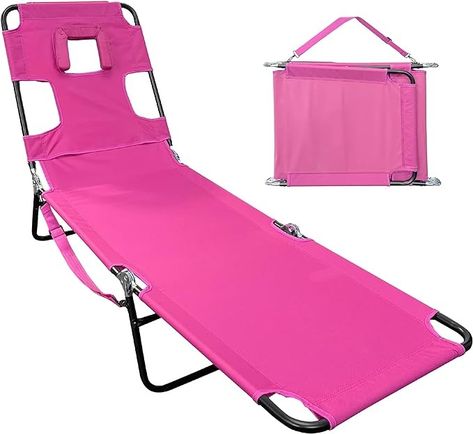 Amazon.com: Face Down Tanning Chaise Lounge Chair - Face & Arm Holes - 2 Legs Support - Polyester Material – Backrest Positions - Head Rest Pillow - Beach or Home Use - Read and Tan - Pink Stripes Pattern : Patio, Lawn & Garden Neck Ache, Leg Support, Patio Seating, Chaise Lounge Chair, Face Down, Beach Chairs, Pink Stripes, Home Decor Furniture, Tanning