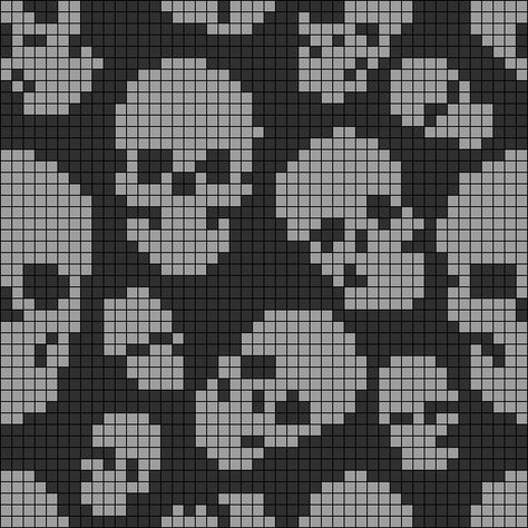 Alpha Patterns Black And White, Skull Alpha Pattern, Goth Alpha Pattern, Black And White Alpha Pattern, Black And White Pixel Art Grid, Grunge Tapestry, Simple Alpha Patterns, Simple Tapestry, Friendship Bracelet Patterns Easy