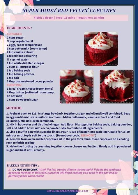 Moist Red Velvet Cupcakes, Red Velvet Recipe, Moist Cupcake Recipes, Red Velvet Cake Recipe Easy, Homemade Dessert Recipes, Basic Cupcake Recipe, Nyonya Kuih, Red Velvet Cupcakes Recipe, Light Cake