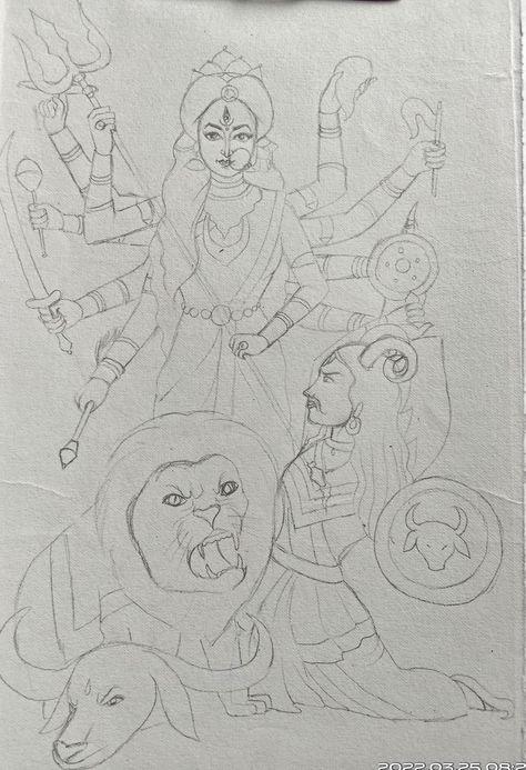 Durga Maa Aesthetic Drawing, Durga Maa Mehndi Design, Durga Maa Drawing Sketch, Durga Goddess Drawing Easy, Devotional Drawings, Durga Maa Pencil Sketch, Ma Durga Full Body Drawing, Maa Durga Drawing Sketch, Durga Ma Drawing Pencil