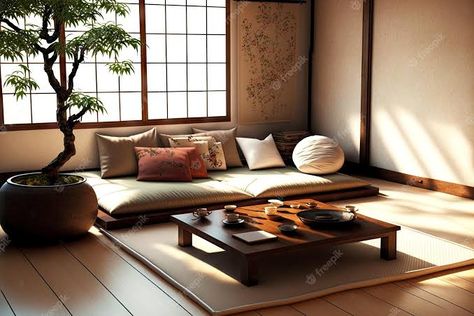 Futon Bedroom Ideas Small Spaces, Japanese Futon Bedroom, Futon Bedroom Ideas, Bedroom Ideas Small Spaces, Japanese Sofa, Japanese Living, Japanese Living Room, Futon Bedroom, Japanese Bedroom