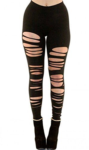 Ripped Up Torn Apart Leggings (Plus Sizes Available XL XXL XXXL) at Amazon Women’s Clothing store: Torn Leggings, Torn Pants, Black Ripped Leggings, Pants Ripped, Distressed Leggings, Ripped Leggings, Fishnet Leggings, Distressed Pants, Leggings Plus Size