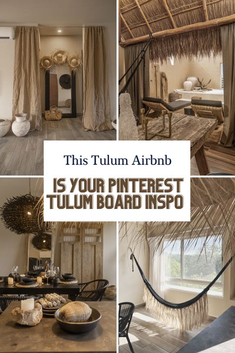 This stylish Airbnb is everything you imagine when thinking of a bohemian-style getaway in Tulum. The decor and styling of the property is unlike anything I’ve seen so far in Tulum. This is where you want to stay when visiting Tulum Mexico Beach House Decor, Tulum Outdoor Decor, Tulum Home Decor Inspiration, Tulum Inspired Living Room, Tulum Style Decor, Tulum Home Decor, Tulum Decor Inspiration, Tulum Condo, Tulum Interior Design