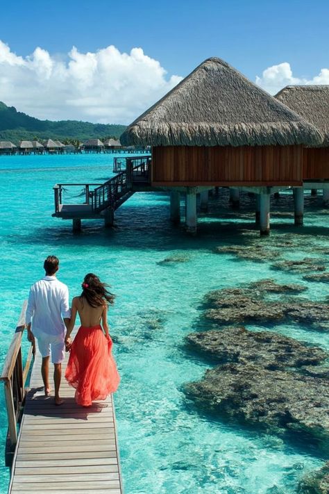 Treat yourselves to the ultimate honeymoon in Bora Bora. Stay in an overwater bungalow, snorkel hand-in-hand in crystal-clear waters, and enjoy intimate beachside dinners with your special someone. 🏝️💍🌊 #BoraBoraHoneymoon #CouplesRetreat #IslandParadise Honeymoon In Bora Bora, French Polynesia Honeymoon, Bora Bora Honeymoon, Bora Bora French Polynesia, Overwater Bungalows, Special Someone, French Polynesia, Bora Bora, Crystal Clear Water